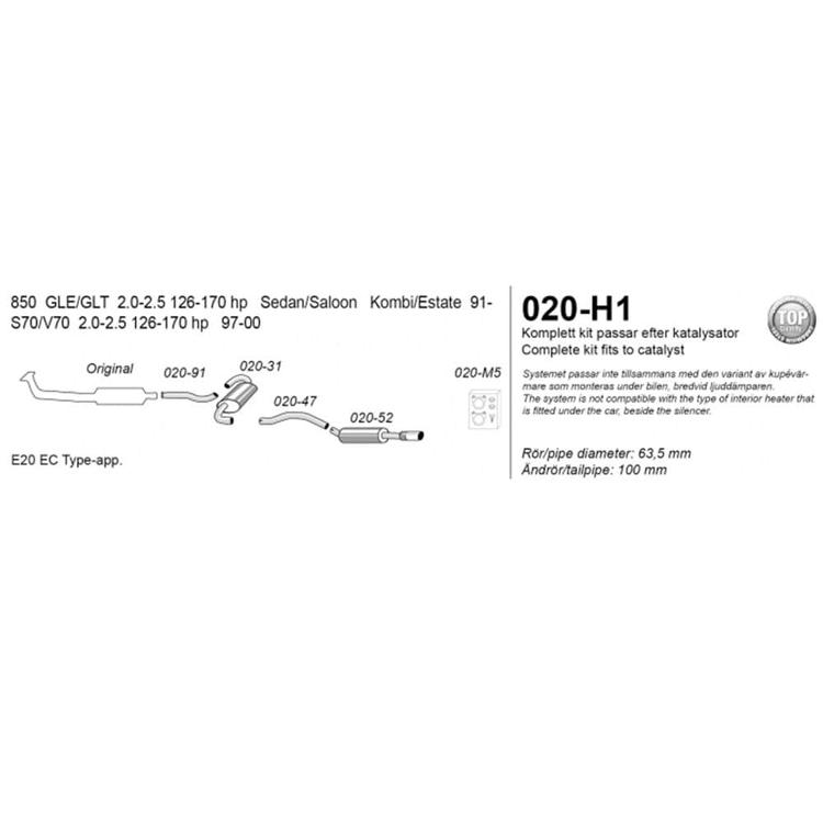 Exhaust System that fits Volvo 850/S/V70