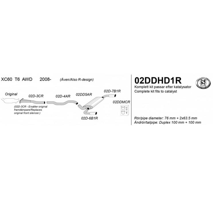Avgassystem som passar Volvo XC60