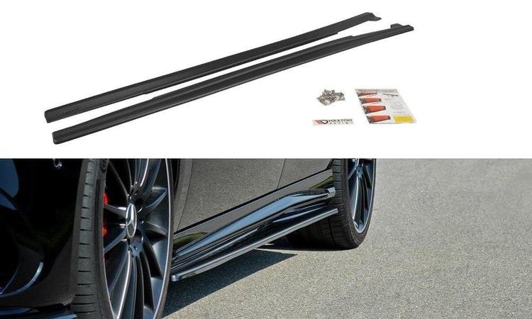Glanset sort Sideskjørt til Mercedes C117 45 AMG