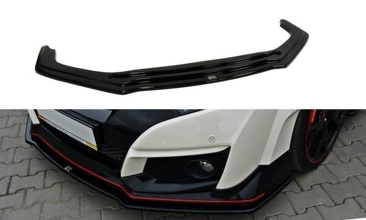 Skinnende sort cupspoiler foran Honda Civic Type-R MK9