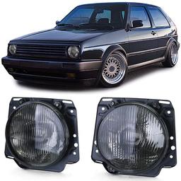 Svart smoke strålkastare H4 VW Golf 2