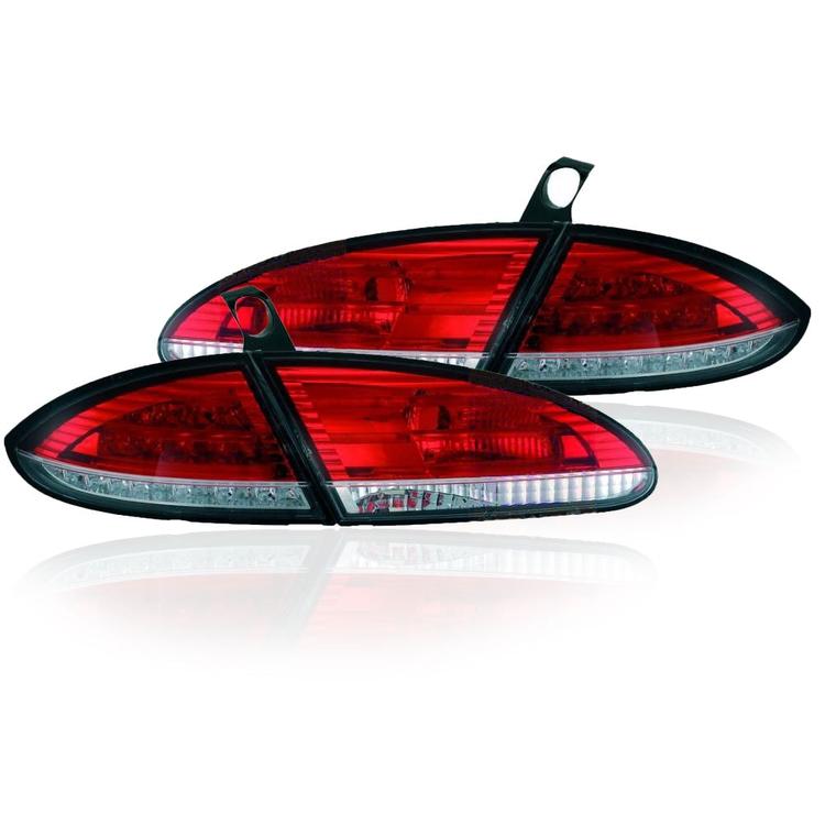 Röd / Vit / Kromade LED-Baklampor Seat Leon