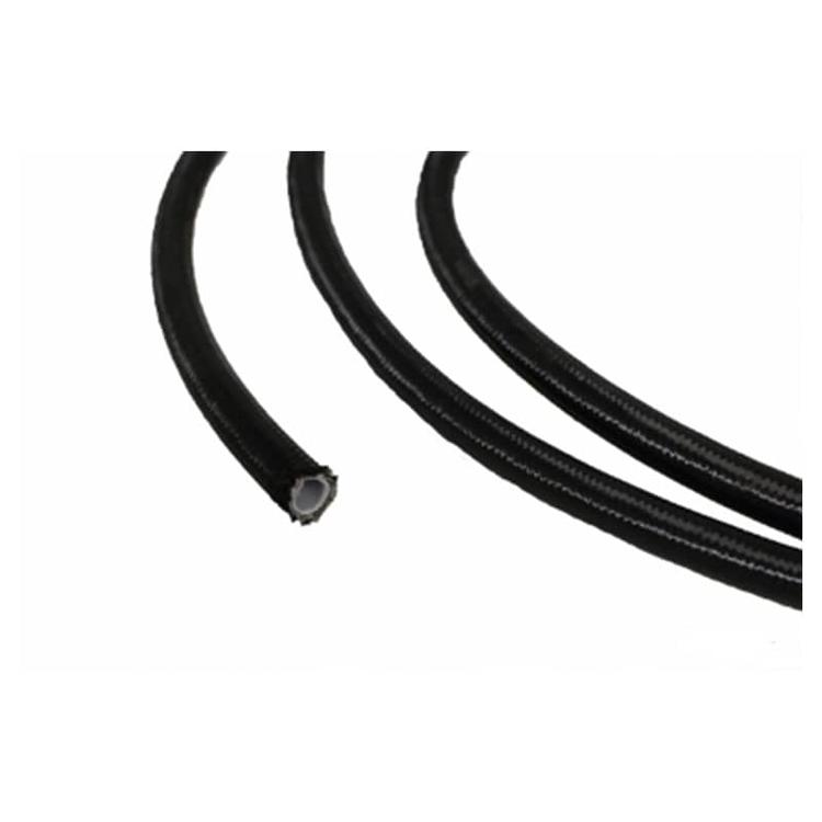 AN4 PTFE Stålomspunnen svart slang