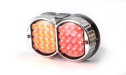 Rundx2 LED 3 kammare 12-24V L:208 H:121 D:57mm Fästbult M8