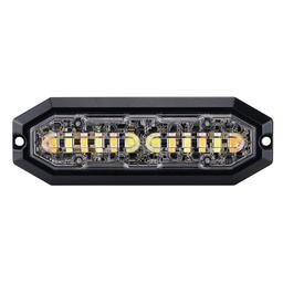 Duoblitzlys 12 LED, 12-24V DC, 20W Orange + Hvita LED, klar linse
