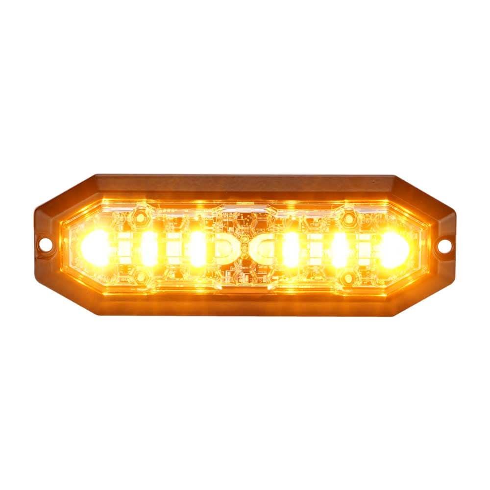 Duoblitzlys 12 LED, 12-24V DC, 20W Orange + hvid LED, klar linse