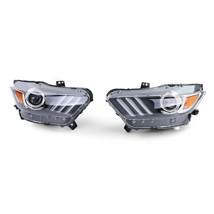 Black / Chrome Headlights Ford Mustang