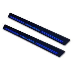 Car Door Sill Scuff Plate Protectors Trim  Blue LED