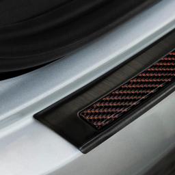 Black Brushed Steel And Carbon Fiber Rear Bumper Protector With Red Details Mercedes GLE co