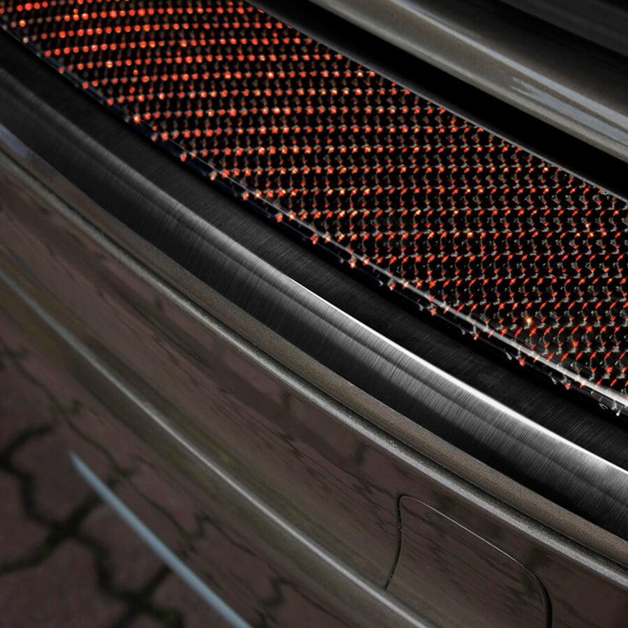 Black Brushed Steel And Carbon Fiber Rear Bumper Protector With Red Details that fits Volvo XC60