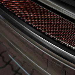 Black Brushed Steel And Carbon Fiber Rear Bumper Protector With Red Details that fits Volvo XC60
