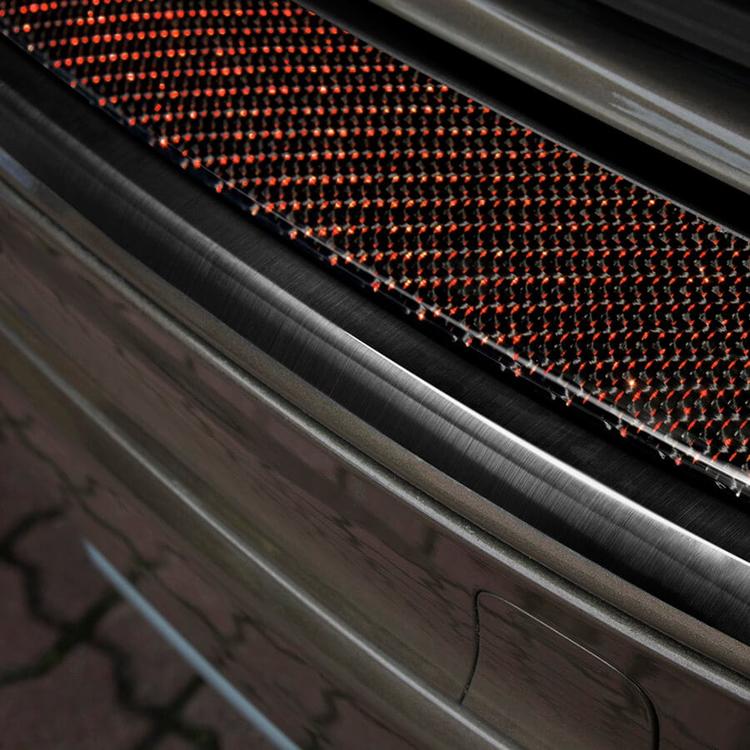 Black Brushed Steel And Carbon Fiber Rear Bumper Protector With Red Details that fits Volvo XC60