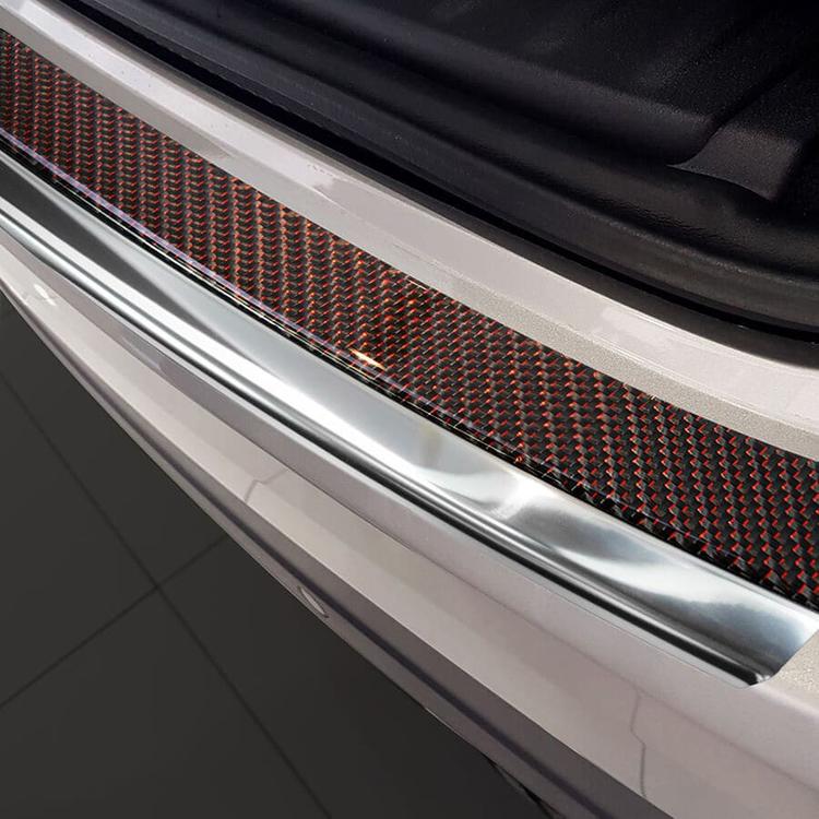 Chrome And Carbon Fiber Rear Bumper Protector With Red Details Jaguar F-Pace