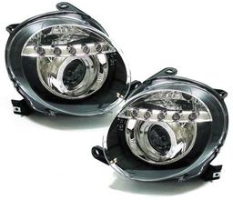Svarta LED Strålkastare Fiat 500
