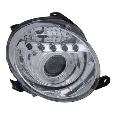 Clear glass LED Headlights  Fiat 500