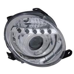 Clear glass LED Headlights  Fiat 500