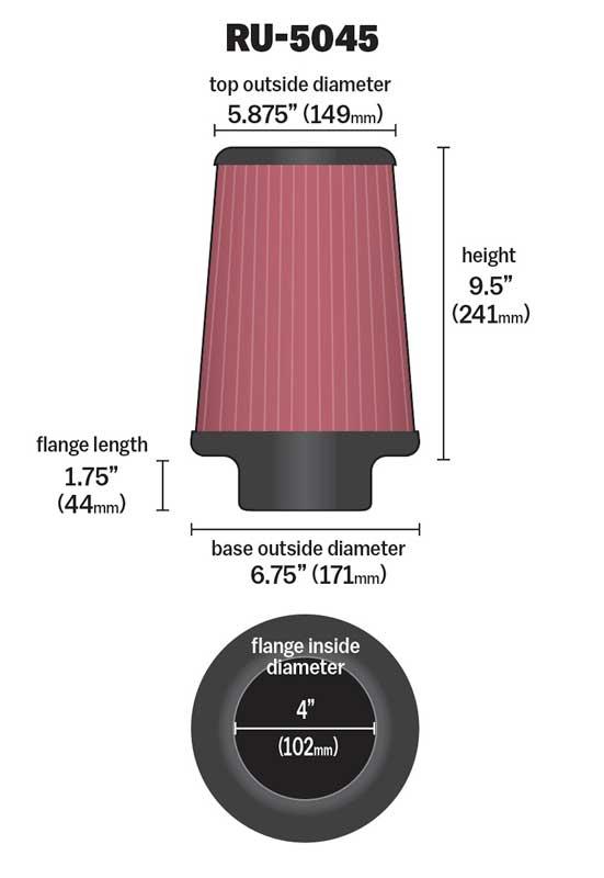 K&N Universal Sportti ilmansuodatin 4" (102mm)