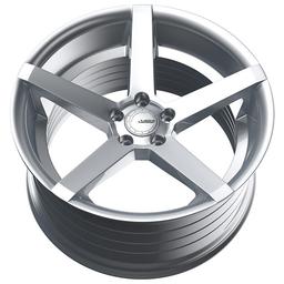 ABS Wheels 355 Silver alloy wheel mounted on car in an atmospheric setting