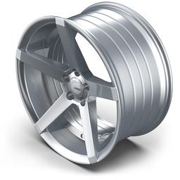 ABS Wheels 355 Silver alloy wheel mounted on car in an atmospheric setting