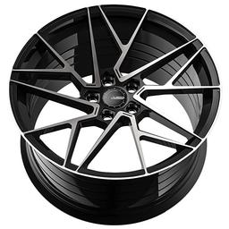 ABS Wheels F28 Musta alumiinivanteet asennettuna autoon tunnelmallisessa ympäristössä