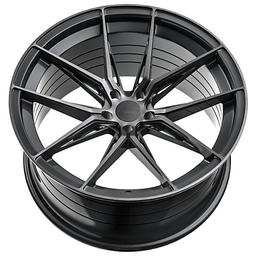 ABS Wheels F35 Grå aluminiumfälg monterade på bil i stämnigsfull miljö