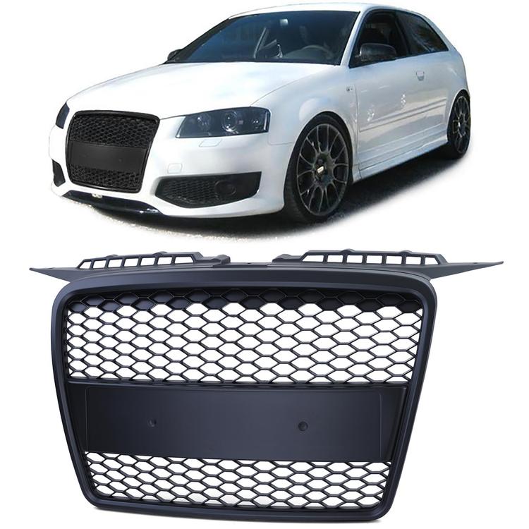 Frontgrill sportutförande honeycomb-design utan emblem till Audi A3 8P 2003-2008