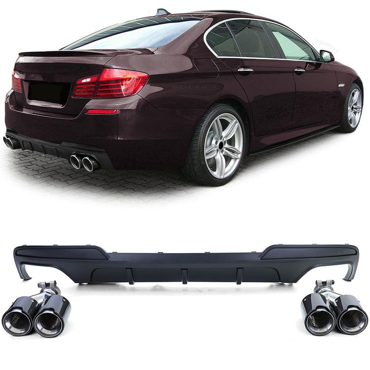 Matte black Diffuser with exhaust tailpipe BMW 5 Series F10 / F11