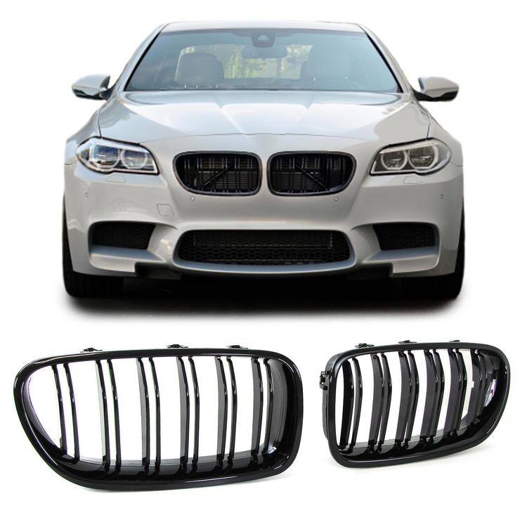 Njurar dubbelribbad Performance-design blanksvart till BMW 5-Serie F10 F11 2010-2017