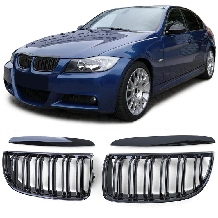 Njurar dubbelribbad Performance-design blanksvart till BMW 3-Serie E90 E91 2005-2008