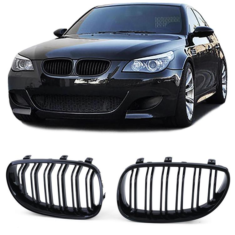 Njurar dubbelribbad Performance-design blanksvart till BMW 5-Serie E60 E61 2003-2010