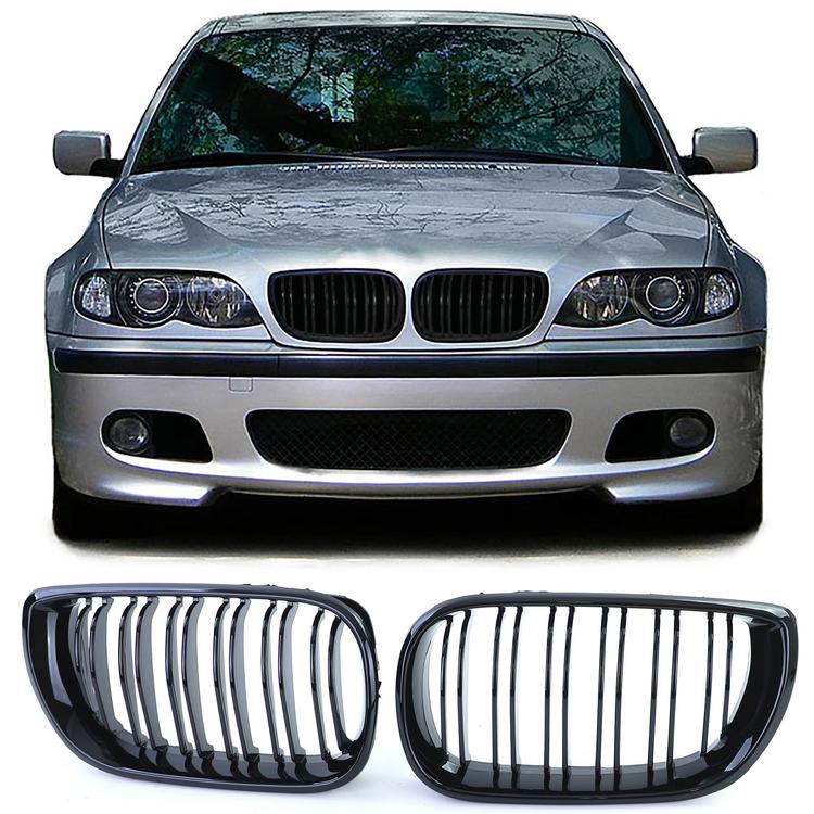 Njurar dubbelribbad Performance-design blanksvart till BMW 3-Serie E46 2001-2005