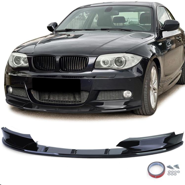 Frontspoilerläpp blanksvart för BMW 1-serie E82/E88 2011–2013