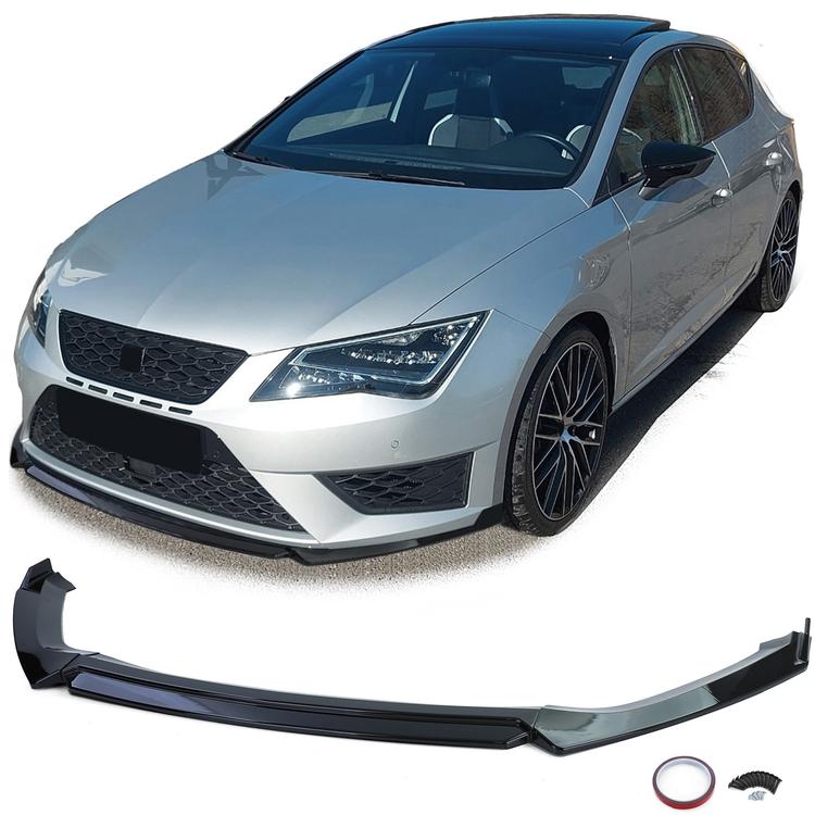 Frontspoilerläpp blanksvart för Seat Leon 5F Cupra 2012–2020