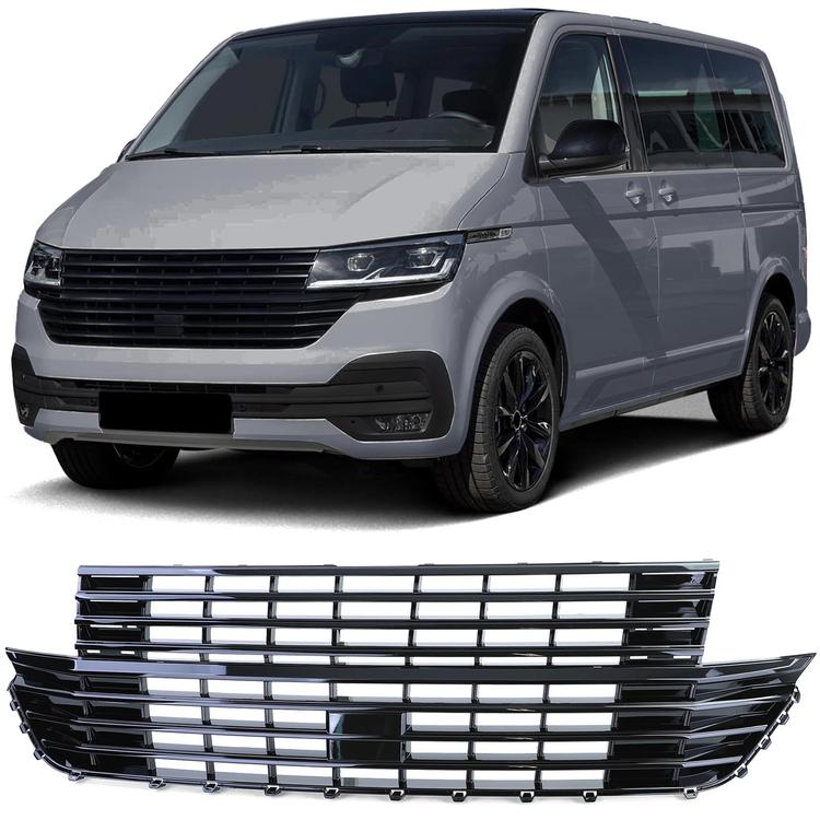 Blanksvart sportgrill utan emblem till VW Bus T6.1 från 2019