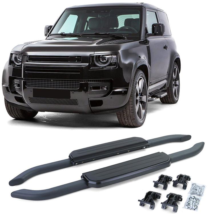 Sort sidesteps i aluminium til Land Rover Defender L663 90