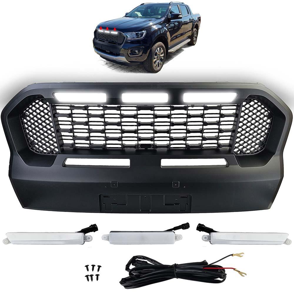 Svart Honeycomb Grill med LED Ford Rangar