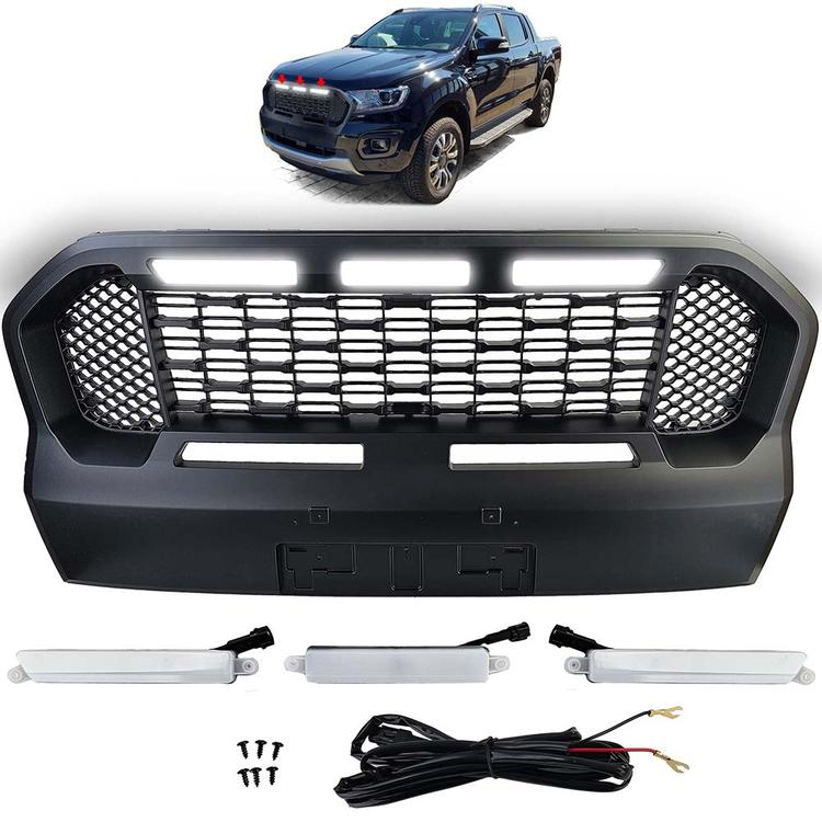 Svart Honeycomb Grill med LED Ford Rangar