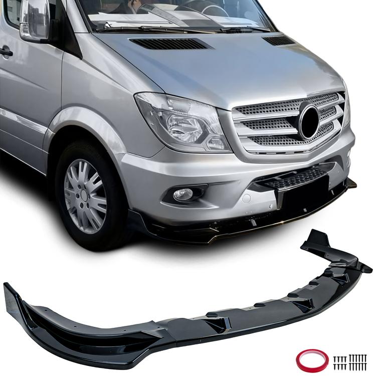 Frontspoiler blank svart til Mercedes Sprinter W906 facelift 2013-2018
