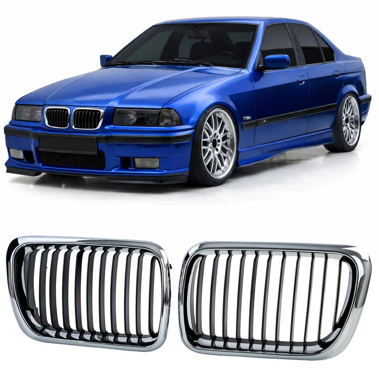 Njurar sportutförande svart/krom till BMW 3-Serie E36 Facelift 1996-2000