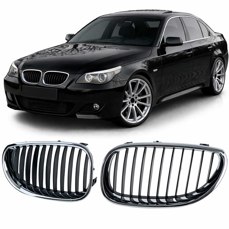 Njurar sportutförande svart/krom till BMW 5-Serie E60 E61 2003-2010