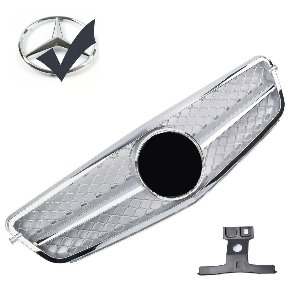 Silver & kromad grill för Mercedes W204