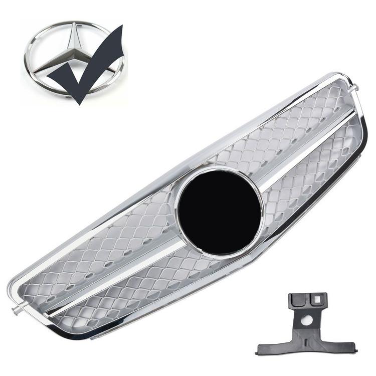 Silver & kromad grill för Mercedes W204