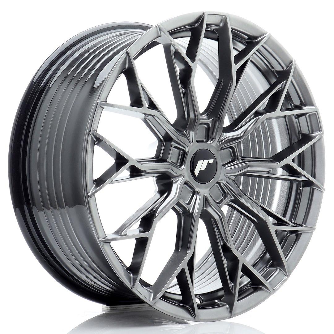 JR Wheels JR49 Grey alloy wheel mounted on car in an atmospheric setting