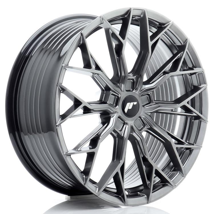 JR Wheels JR49 Grey alloy wheel mounted on car in an atmospheric setting