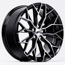 JR Wheels JR49 Svart aluminiumfälg monterade på bil i stämnigsfull miljö