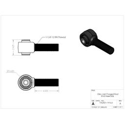 Forged rod end with Giiro to främre nedre länkarm Clayton 1-1/4"-12 för Jeep Gladiator JT 2020- - 2