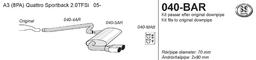 Avgassystem Audi A3 8P Quattro Sportback
