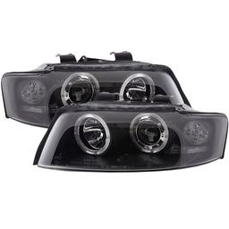Black head lamps angel eyes Audi A4
