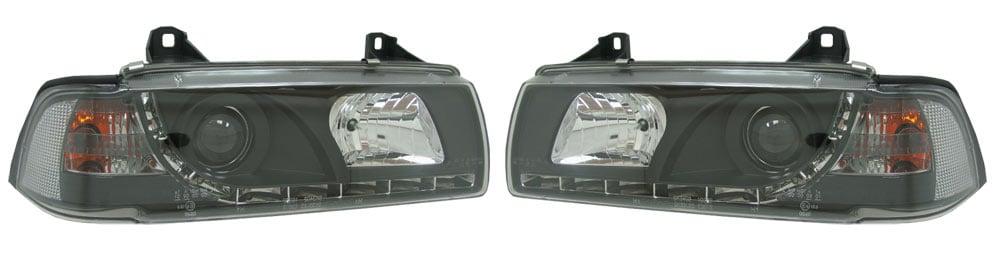 BMW E36 4Drs Devil Eyes mustat