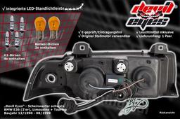 BMW E36 4Drs Devil Eyes mustat